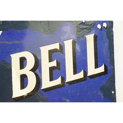 95 - Large enamel vintage advertising sign for Blue Bell tobacco ' Smoke and enjoy, cool and mellow', H 5... 