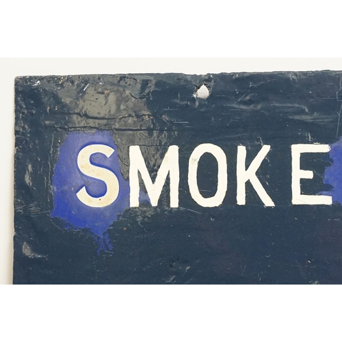 95 - Large enamel vintage advertising sign for Blue Bell tobacco ' Smoke and enjoy, cool and mellow', H 5... 