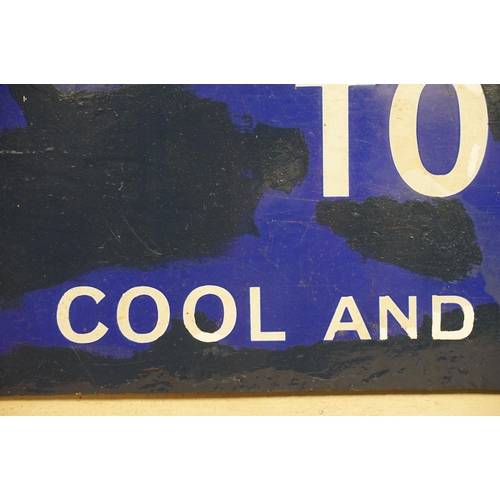 95 - Large enamel vintage advertising sign for Blue Bell tobacco ' Smoke and enjoy, cool and mellow', H 5... 