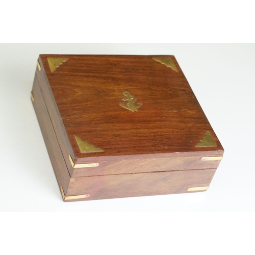 438 - Selection of mixed items to include a brass decorated anchor box, together with a leather picture bo... 