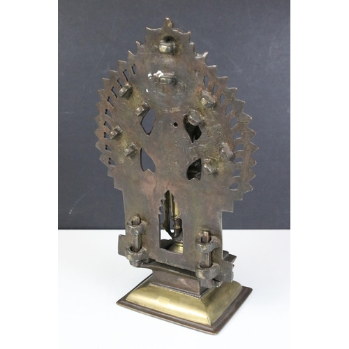 121 - Brass Hindu standing Ganesh four armed god statue, H 36cm