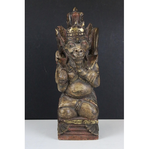 128 - 20th century Balinese Ganesha wood idol figurine statue, H 31cm