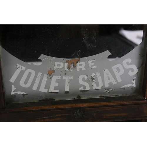 130 - Field's pure toilet soaps antique advertising mirror with wooden cross design frame and gilt metal m... 