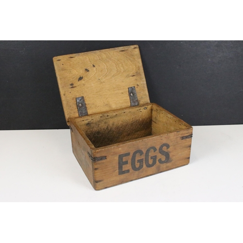 147 - Antique pine ‘ Eggs ‘ transporation box, stamped Hammock and The Dairy Outfit Co Ltd, Hemel Hempstea... 