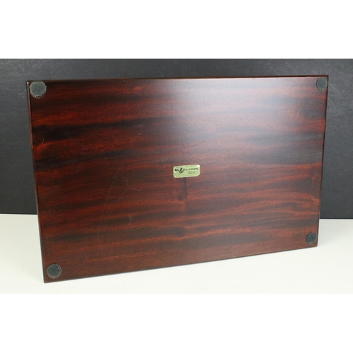 152 - The Libra Company wooden gallery serving tray with cut out detail and handles, H 8cm, W 40cm, D 24.5... 