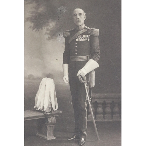 171 - A Victorian black and white photograph of a senior officer wearing medals together with another of a... 