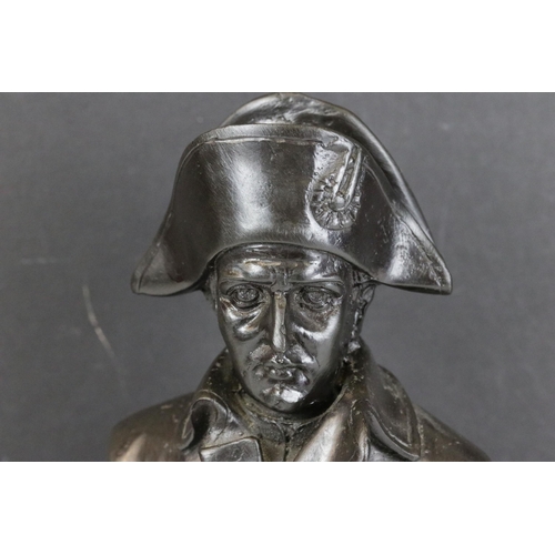 174 - A bronzed metal bust of Napoleon, marked to verso J.E. Masson, stands approx 22cm in height.