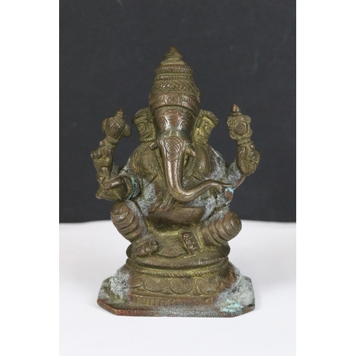 179 - A collection of six Indian cast metal ornamental figures of the Hindu elephant god Ganesha.