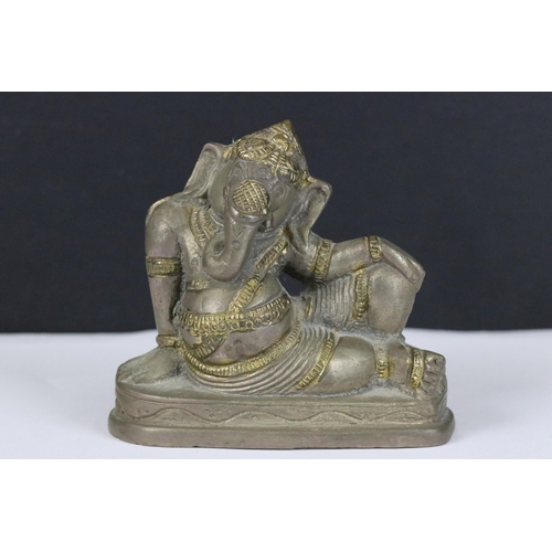 179 - A collection of six Indian cast metal ornamental figures of the Hindu elephant god Ganesha.