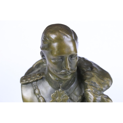 215 - A bronze bust of Kaiser Wilhelm II of the German empire, stands approx 17cm in height.