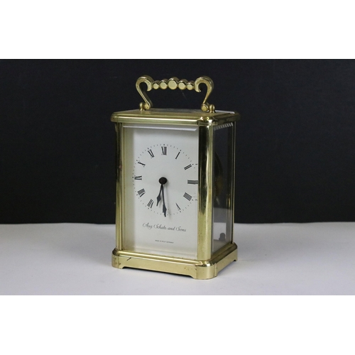 218 - Three carriage clocks to include two London Clock Company examples.