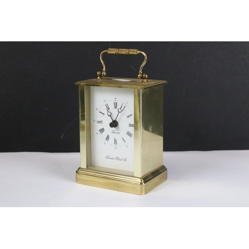 218 - Three carriage clocks to include two London Clock Company examples.