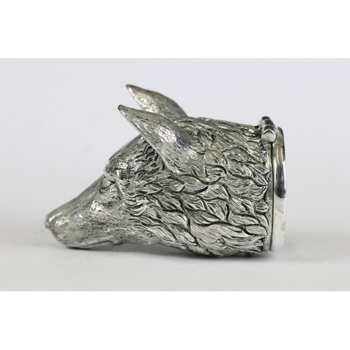 223 - Substantial silver plated fox vesta case