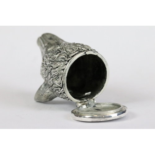 223 - Substantial silver plated fox vesta case