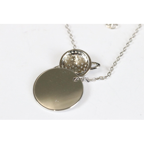 226 - Silver and CZ pendant necklace