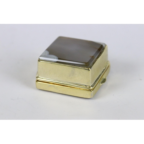 232 - Brass cased pill box with agate