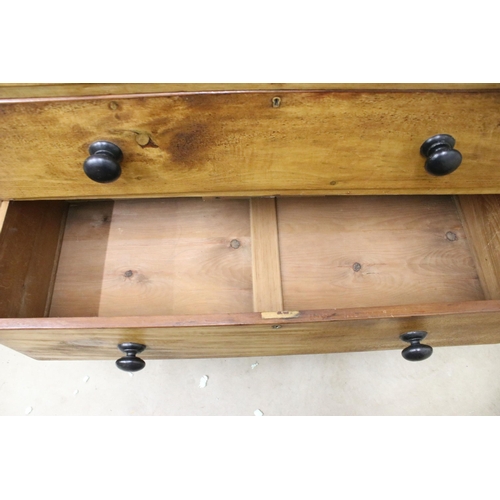 551 - Victorian pine chest of two short and three long drawers