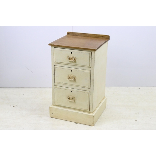 554 - Pair of vintage three drawer painted bedside chests