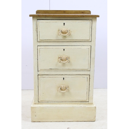 554 - Pair of vintage three drawer painted bedside chests