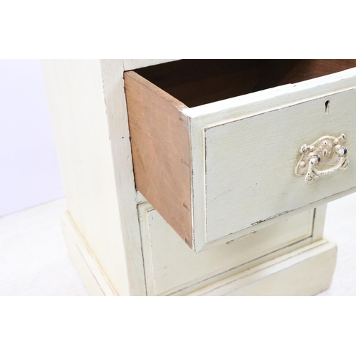 554 - Pair of vintage three drawer painted bedside chests