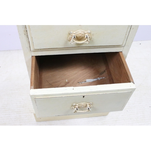 554 - Pair of vintage three drawer painted bedside chests