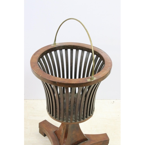 603 - 19th century Dutch mahogany oyster or peat bucket, with swing handle, lacking liner