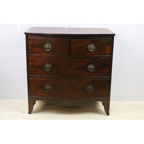 610 - 19th century mahogany bow fronted chest of two short and two long drawers