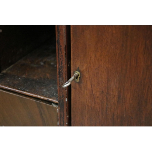 617 - Antique walnut writing bureau with fold down opening revealing eight drawers, four pigeon holes and ... 