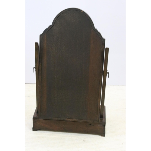 625 - Late 19th century Queen Anne walnut bedroom mirror with three drawers