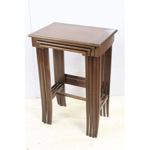 628 - Mahogany tall nest of four tables, tallest H 74cm, W 51cm, D 36cm