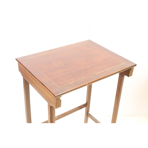 628 - Mahogany tall nest of four tables, tallest H 74cm, W 51cm, D 36cm