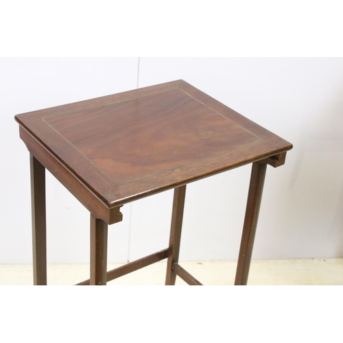 628 - Mahogany tall nest of four tables, tallest H 74cm, W 51cm, D 36cm