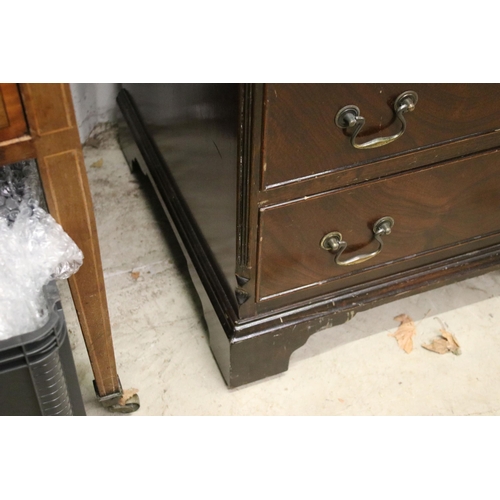 639 - 20th century mahogany four drawered veneered writing bureau bookcase with glazed front and pull down... 