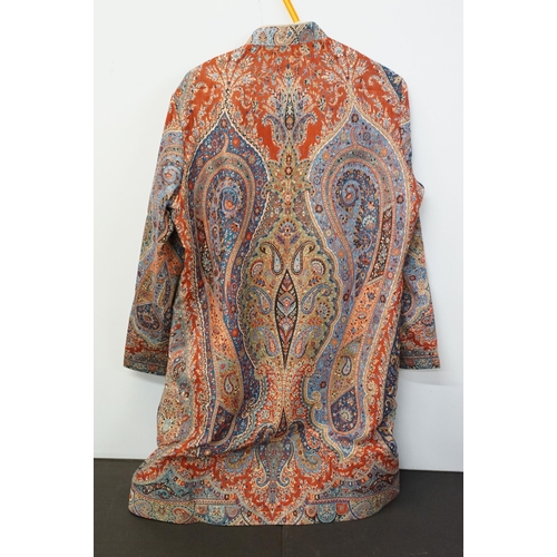 386 - Hand made paisley over jacket, no size, with mandarin collar and hook and eye fastenings together wi... 