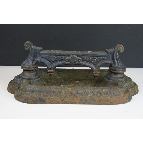 398 - Set of two Victorian cast iron boot scraper shoe cleaners, one marked 1225 to edge