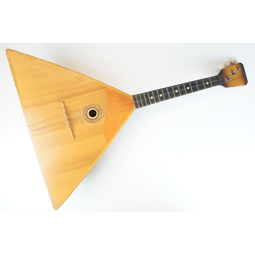 440 - Russian Balalaika with 3 strings together with a Medio Fino violin and bow in wooden case