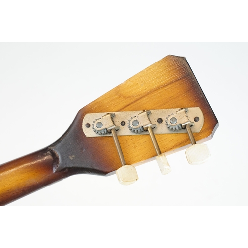 440 - Russian Balalaika with 3 strings together with a Medio Fino violin and bow in wooden case