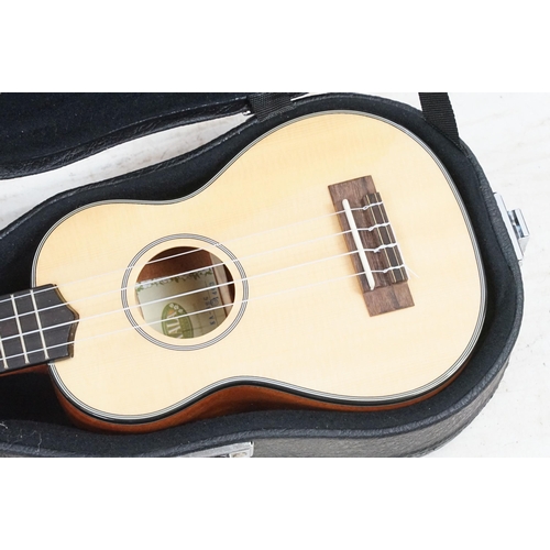 443 - Kala ukulele in case with tuner together with a Herald model HL44 acoustic guitar