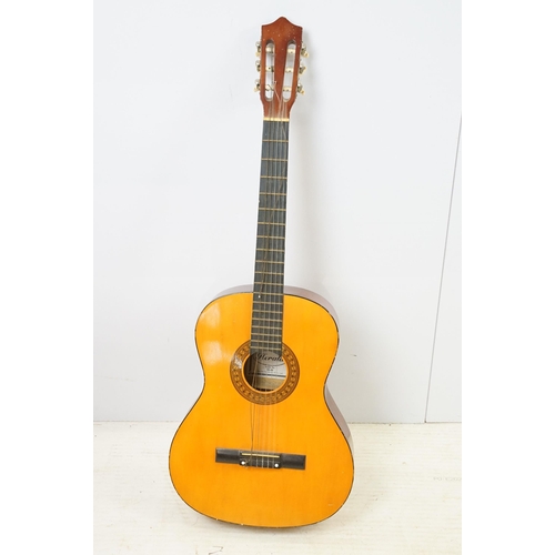 443 - Kala ukulele in case with tuner together with a Herald model HL44 acoustic guitar