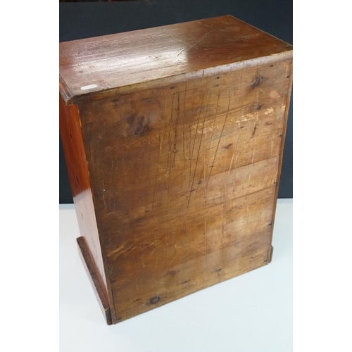 457 - Pine table top collectors display chest of drawers some having sectioned drawers, H 55cm, W 43cm, D ... 