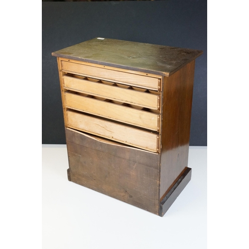 458 - Mahogany table top collectors display chest of drawers some having sectioned drawers, H 45cm, W 37cm... 