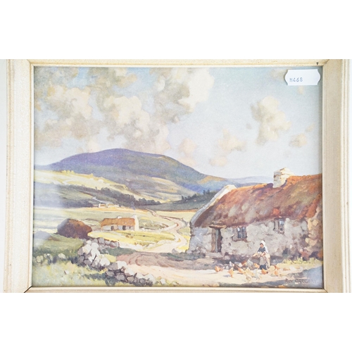 485A - Early 20th century Continental school, house within a landscape, oil on board, indistinctly signed l... 