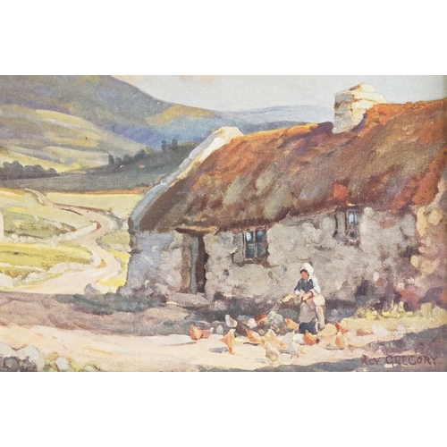 485A - Early 20th century Continental school, house within a landscape, oil on board, indistinctly signed l... 