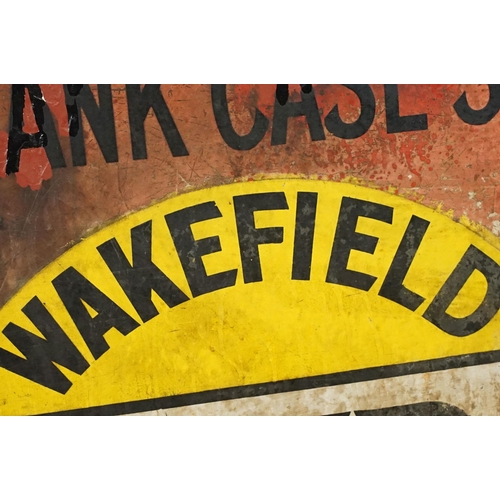 105 - Castrol Motor oil, Wakefield 'Free crank case service' vintage advertising sign, H 61cm, W 76cm