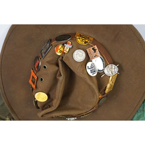 425A - Barbour waterproof hat Size L, together with a Outback hat with badges, Integral Design's Goose down... 