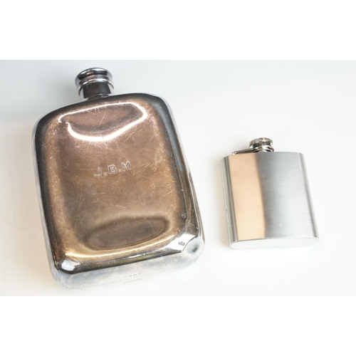 401 - Mixed collectables including large Goldsmiths & Silversmiths silver plate hip flask, Art Deco statio... 