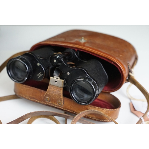 403 - Binoculars to include Hilkinson, Carl Zeiss Jena, a Eumig C5 cinecamera, Kodak B2 camera and a carve... 