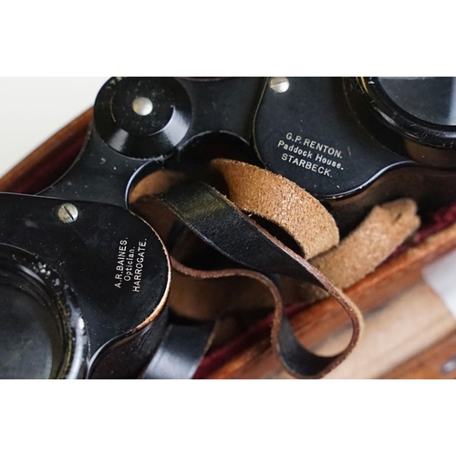 403 - Binoculars to include Hilkinson, Carl Zeiss Jena, a Eumig C5 cinecamera, Kodak B2 camera and a carve... 