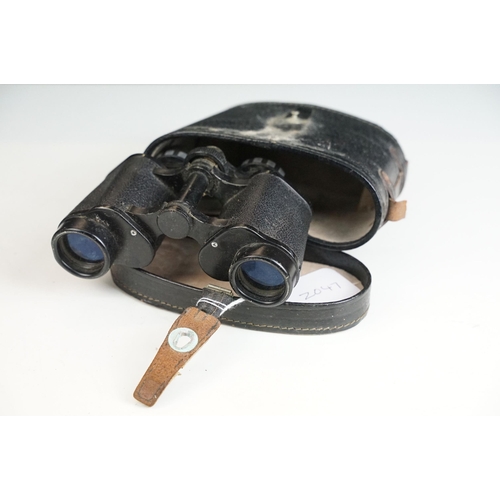 403 - Binoculars to include Hilkinson, Carl Zeiss Jena, a Eumig C5 cinecamera, Kodak B2 camera and a carve... 