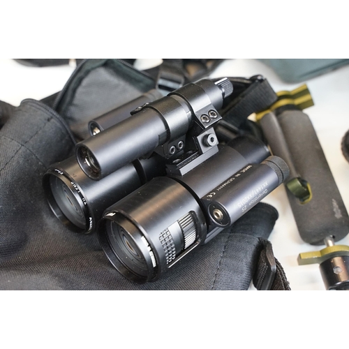 408 - Swarovski EL 10 x 42 6.3 binoculars and accessories together with Pentax Generation 2S TV lens binoc... 